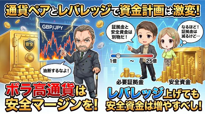 通貨ペアとレバレッジで必要資金はさらに変わる