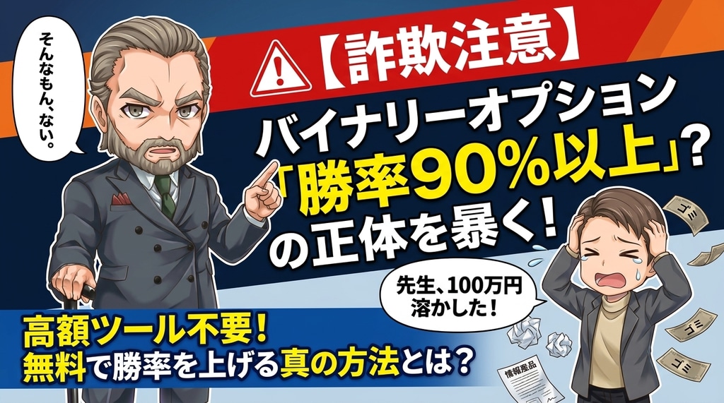 【詐欺注意】バイナリーオプション「勝率90%以上手法」の正体を暴く