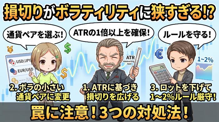 損切り幅がボラティリティに対して狭すぎる