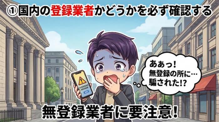  国内の登録業者かどうかを必ず確認する