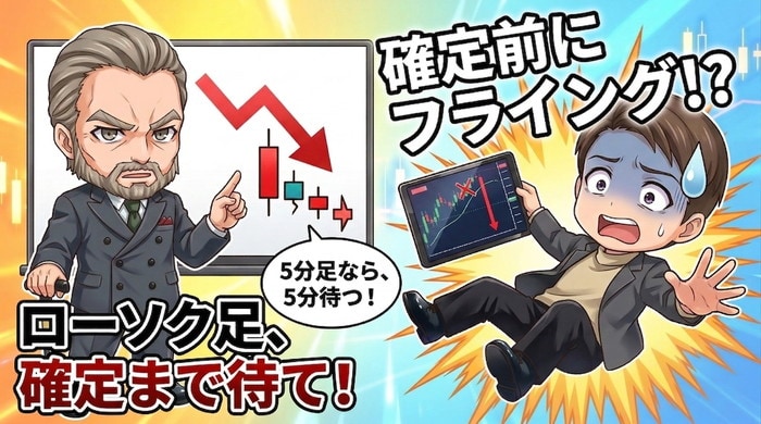 ローソク足の確定前のフライングはNG