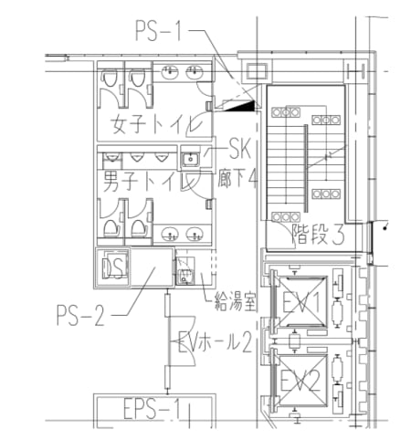設計平面図内のトイレ部分