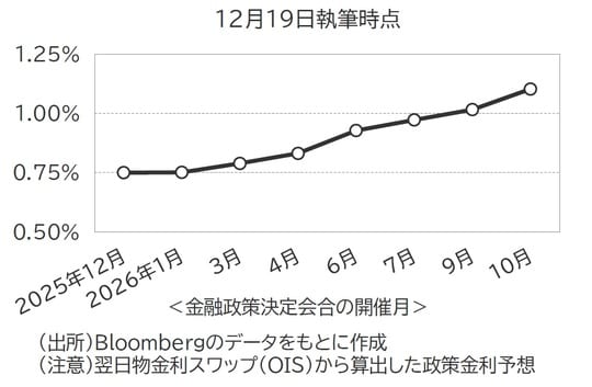 出所：Bloombergのデータをもとに作成 （注）翌日物金利スワップ（OIS）から算出した政策金利予想