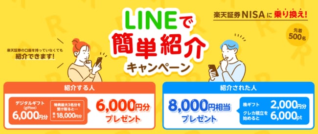 楽天証券NISAに乗り換え！LINEで簡単紹介キャンペーン