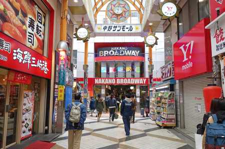 中野サンモール商店街と中野ブロードウェイ