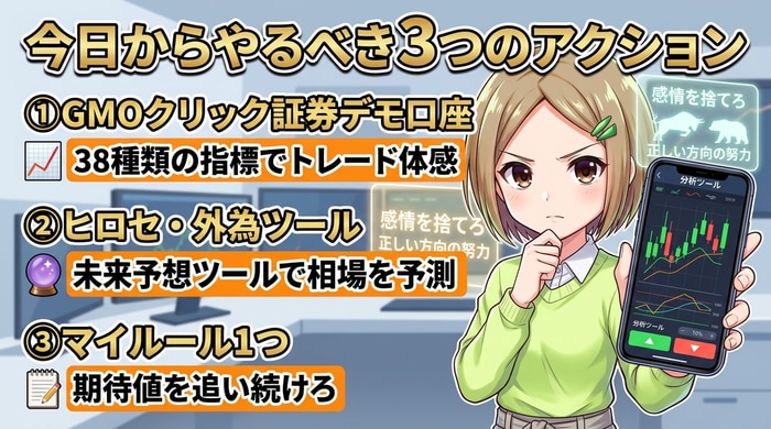 バイナリーオプションで今日からやるべき3つのアクション