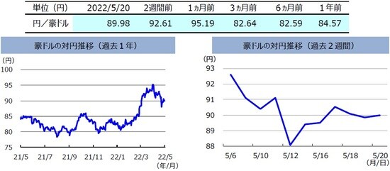  （注）左グラフは2021年5月20日～2022年5月20日、右グラフは2022年5月6日～2022年5月20日。 （出所）FactSetのデータを基に三井住友DSアセットマネジメント作成