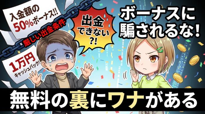 ボーナスやキャンペーンで出金条件を複雑化する業者