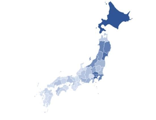 青の色が濃いほど、佐藤姓が多い（出所：筆者作成）