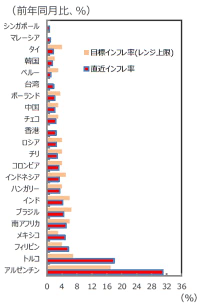 （注）インドネシア、タイ、韓国、ペルー、ポーランド、トルコは2018年8月。それ以外は7月。 （出所）Bloomberg L.P.のデータを基に三井住友アセットマネジメント作成