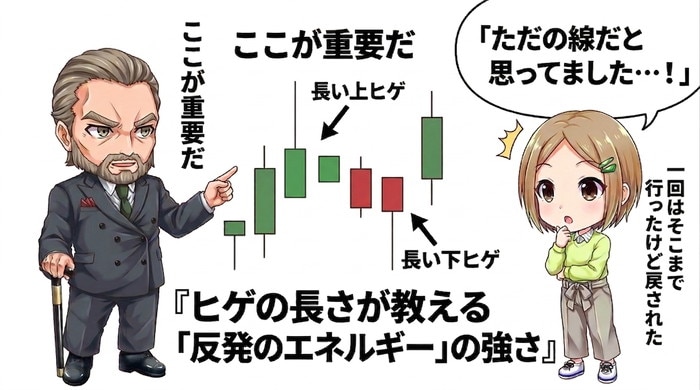 ヒゲの長さが教える反発エネルギーの強さ