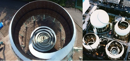 プラント解体に特化したベステラ株式会社による「リンゴ皮むき工法」。ガスタンクや石油タンク等の球形貯槽の解体において、あたかもリンゴの皮をむいていくように大型タンクを壊していく