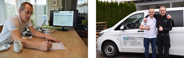 左：H2E 代表取締役 トーマス・フォーファー氏　右：共同代表で双子の弟 アンドレアス氏と伴に