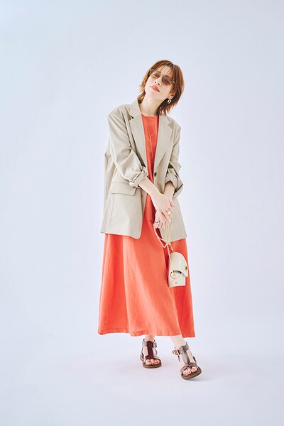 スカート GU（ジーユー）　シャツ coen　キャップ キャセリーニ　ピアス Lattice　リュック GU（ジーユー）〈一部店舗のみ販売〉　サンダル ローリーズファーム（アダストリア）