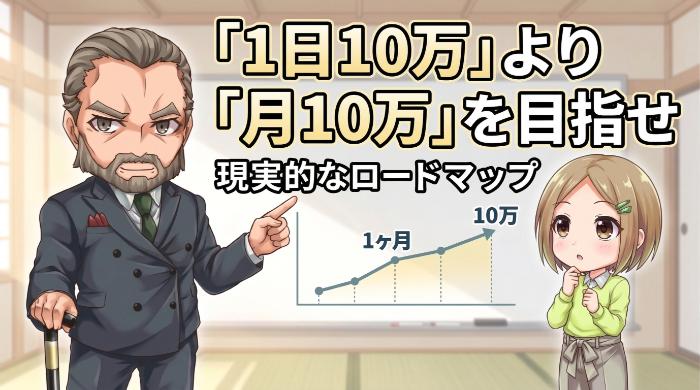 「1日10万」より「月10万」を目指せ。現実的なロードマップ