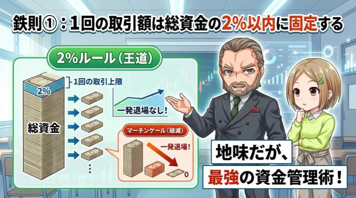 1回の取引額は総資金の2%以内に固定する