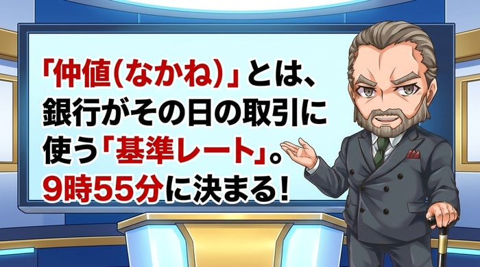 仲値とは9:55に決まる銀行用レート