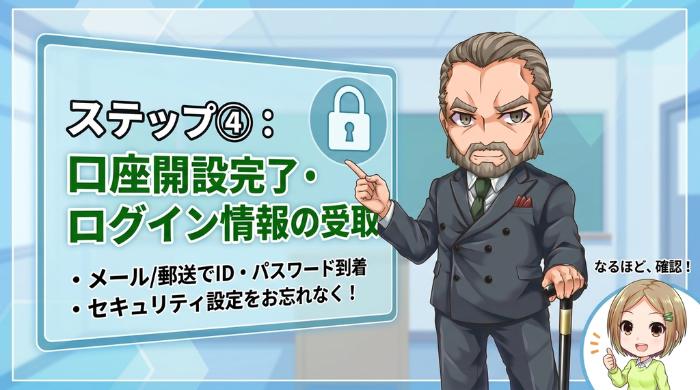 口座開設完了・ログイン情報の受取