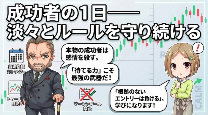 成功者はチャートの前で淡々とルールを守る