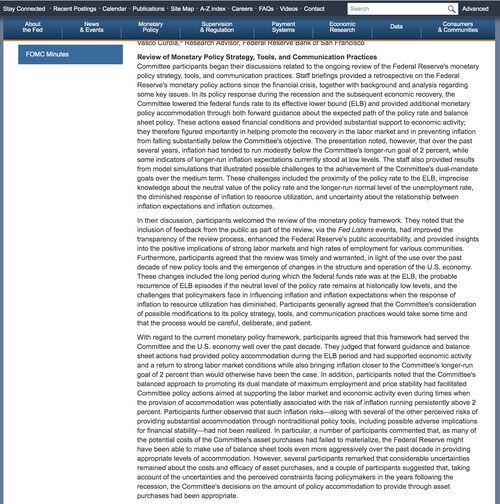 Fedに掲載されているFOMCの議事要旨