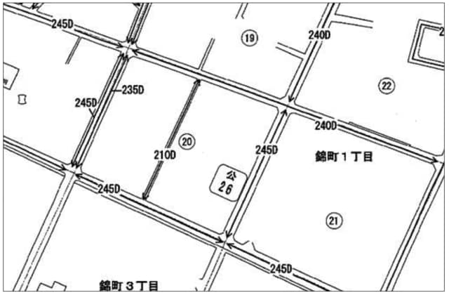 4ページの公示価格に対応する路線価図です。公示地立川-26の価格309,000円の80％水準として、245,000円の路線価が付されています。