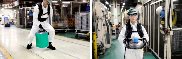 左：重い缶類の運搬作業に 右：重量物を長時間保持する