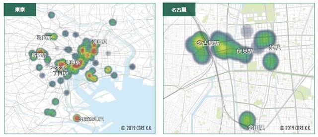 ［図表2］東京、名古屋の供給立地動向※2019～2021 年