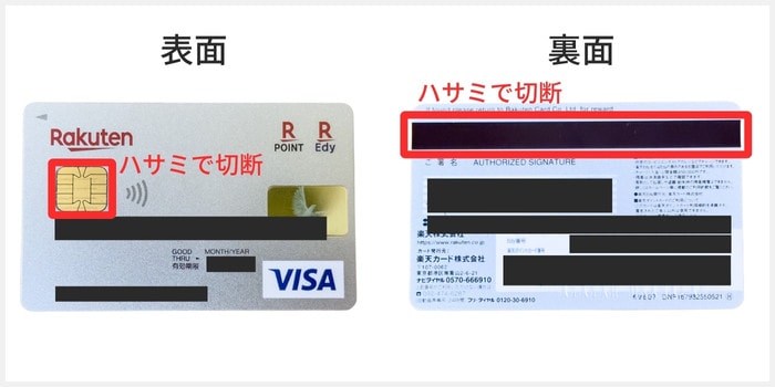 クレジットカードの切断箇所