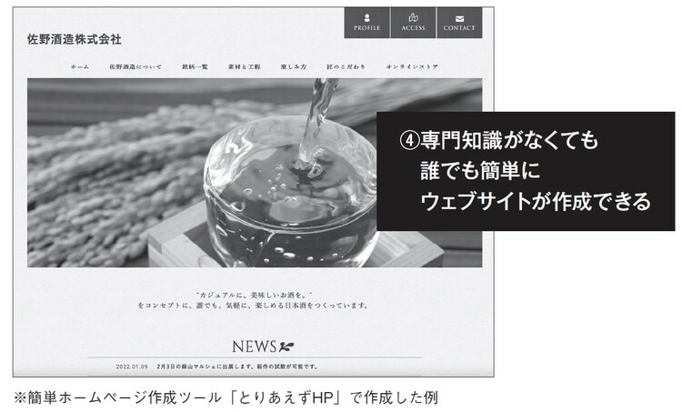 ノーコードツールで作成したWEBサイト例