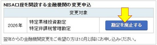 NISA口座を開設する金融機関の変更申込